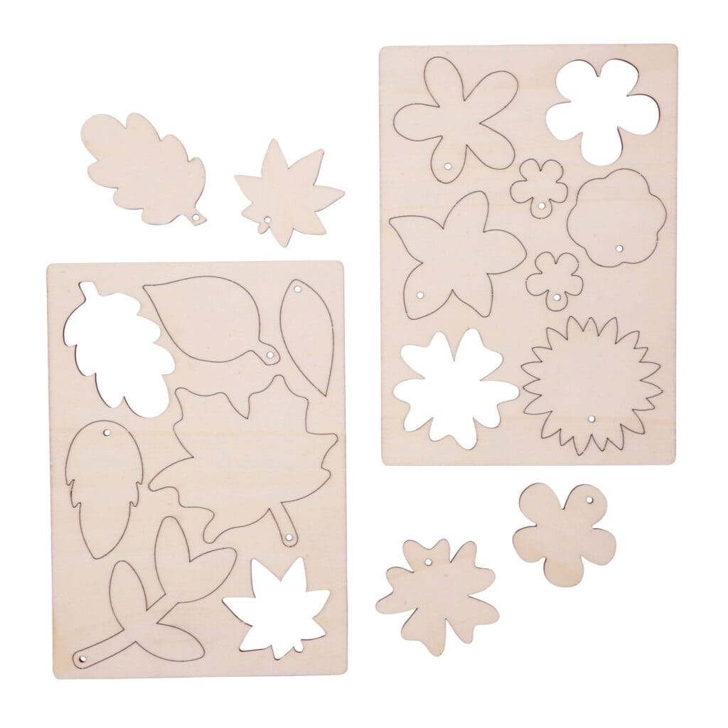 Wooden Flowers & Leaves