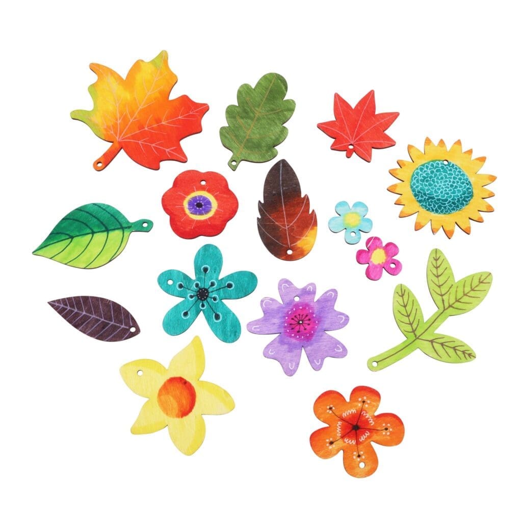 Wooden Flowers & Leaves - Image 2