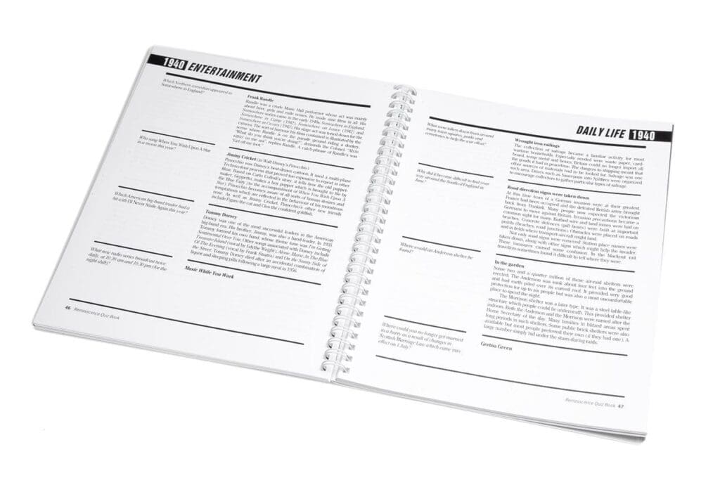 Reminiscence Quiz Book