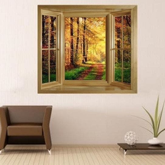 'Through The Window' Wall Mural - Autumn Leaves