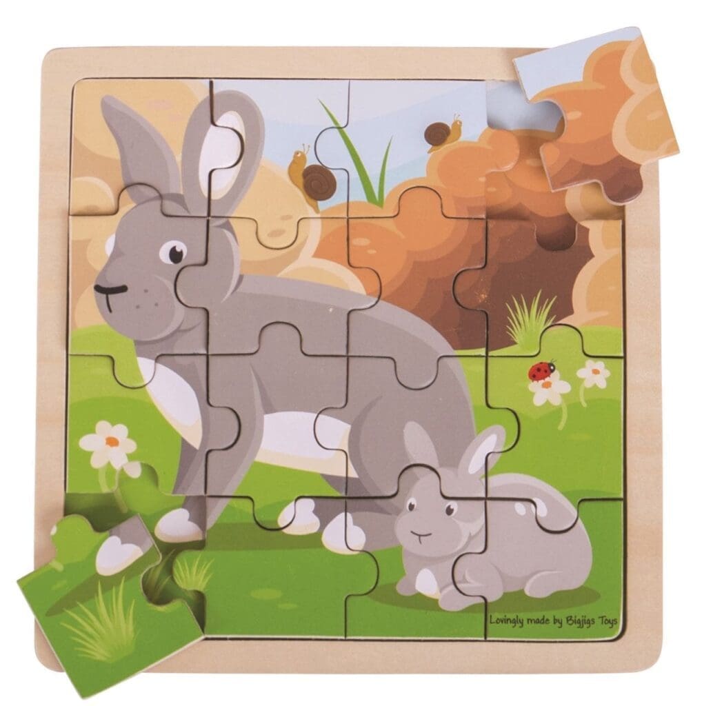 16 Piece Wooden Puzzle - Mother & Baby Rabbit