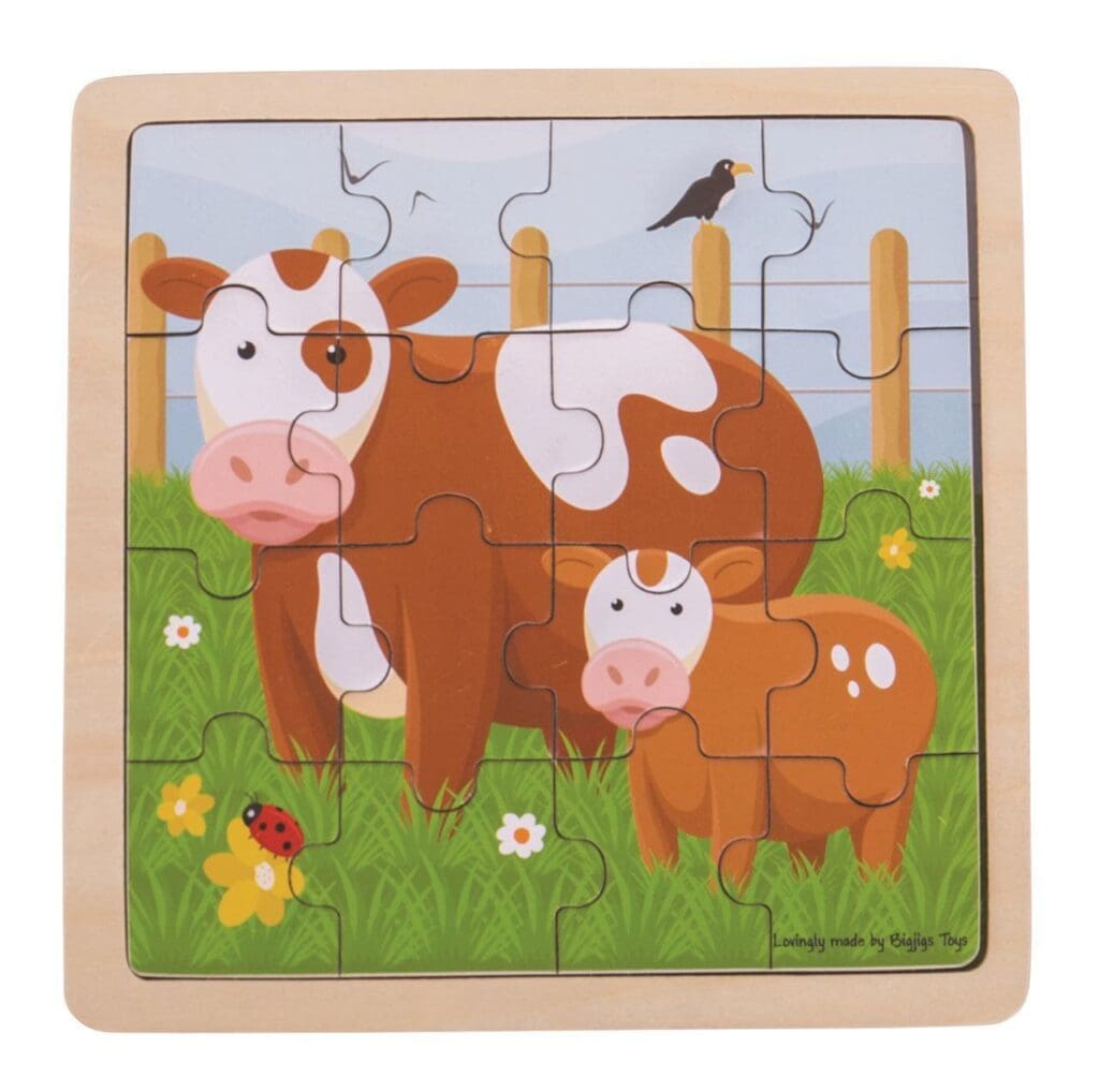 16 Large Piece Wooden Puzzle - Cow and Calf