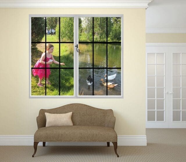 Through the Window Wall Mural - Feeding the Ducks