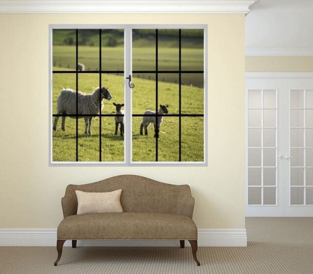 Through the Window Wall Mural - Signs of Spring Lambs