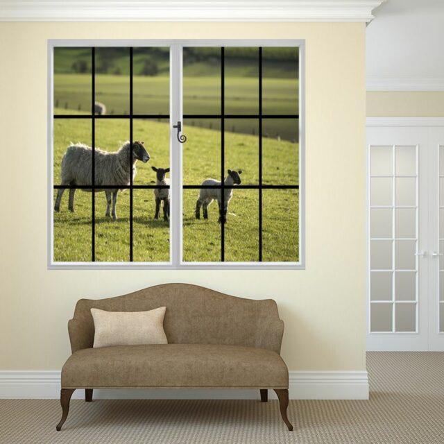 Through the Window Wall Mural - Signs of Spring Lambs