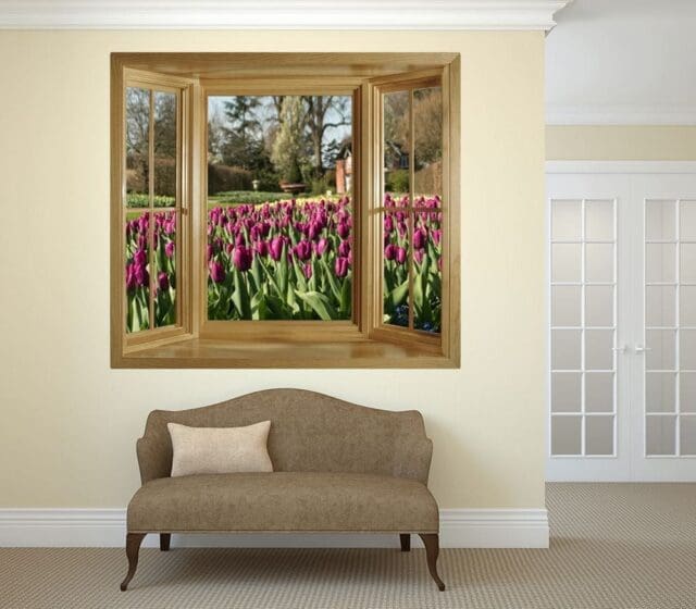 Through the Window Wall Mural - Tiptoe Through The Tulips