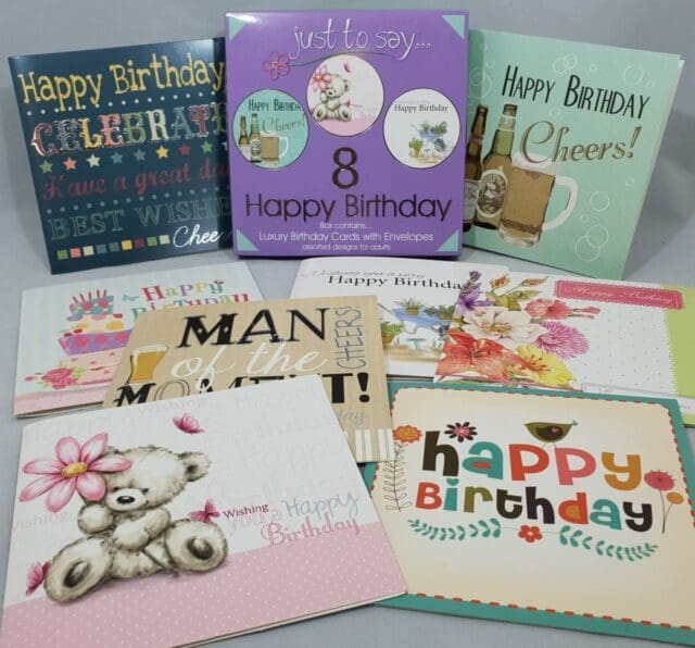 Happy Birthday Cards (Pack of 8)