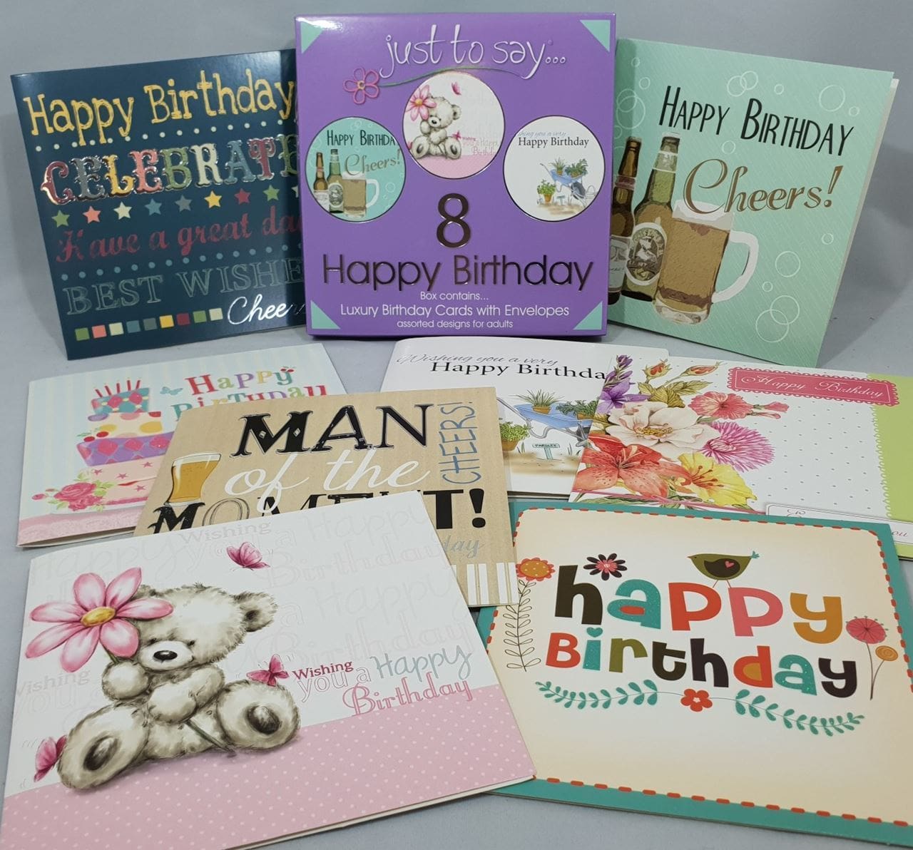 Happy Birthday Cards (Pack of 8)