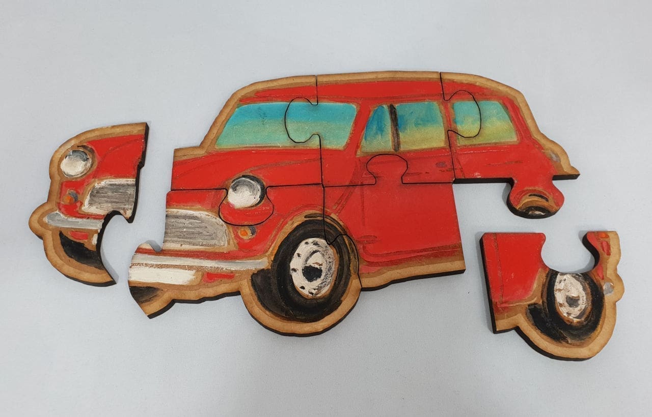 Hand Crafted Wooden Puzzle - Austin Mini - Paint Your Own (7 Pieces)