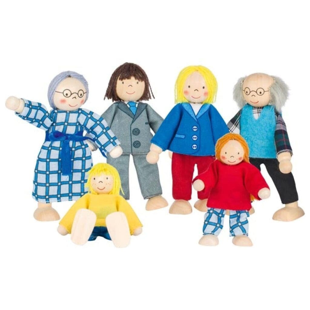 Family of 6 Wooden Dolls