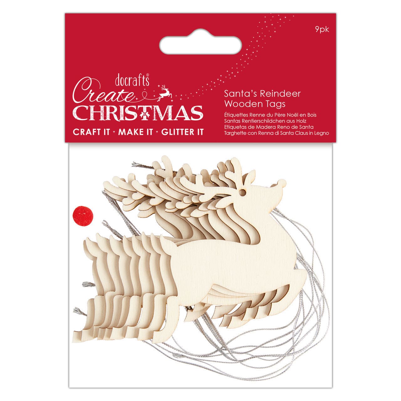 Wooden Reindeer Tags (pack of 9)