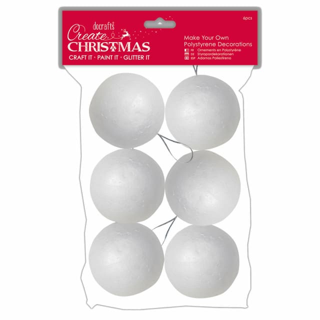 Make Your Own Polystyrene Baubles (pack of 6)